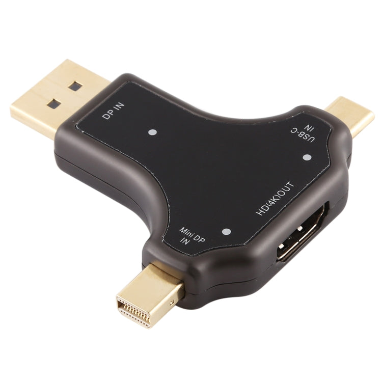 Adattatore DisplayPort D63A + Mini DP + UCB-C / Type-C maschio a HDMI femmina 3 in 1, D63A Adattatore DisplayPort D63A + Mini DP + UCB-C / Type-C maschio a HDMI femmina 3 in 1, D63A